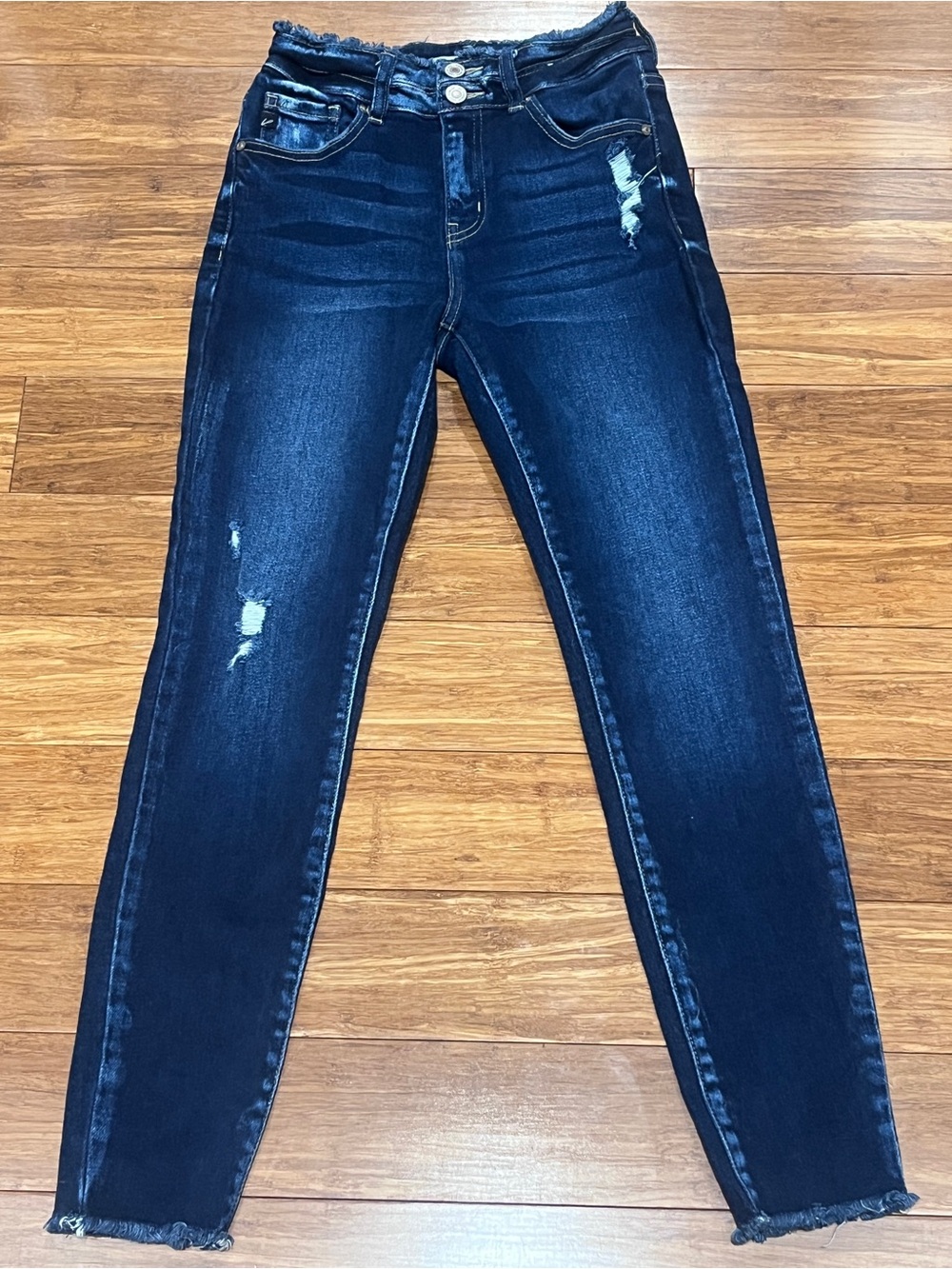 KanCan Dark Blue Distressed High-Rise Skinny Jeans